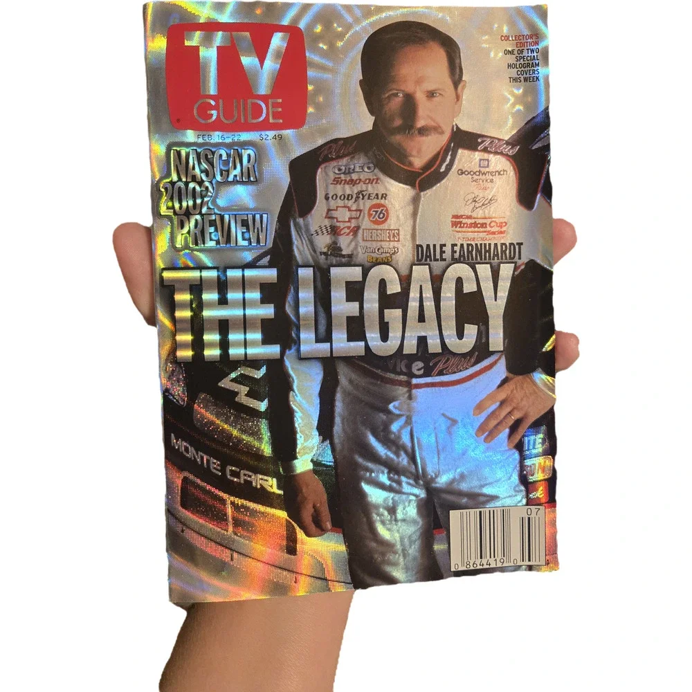 TV Guide Feb 2002 Dale Earnhardt Sr & Jr Hologram Covers - Set of 2 Tribute